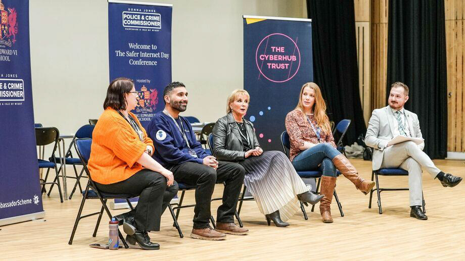 A photograph of participants at the Safer Internet Day event at King Edward VI School, Southampton