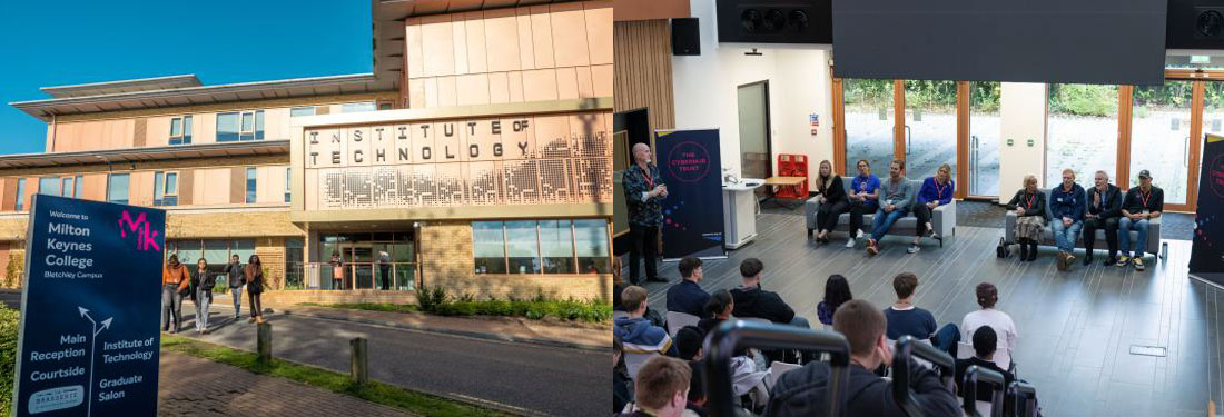 A montage featuring images of the exterior South Central Institute of Technology and a presentation taking place in a lecture theatre